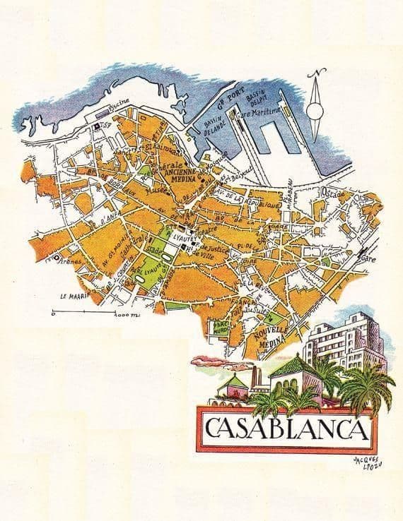 Mapa antiguo de Casablanca