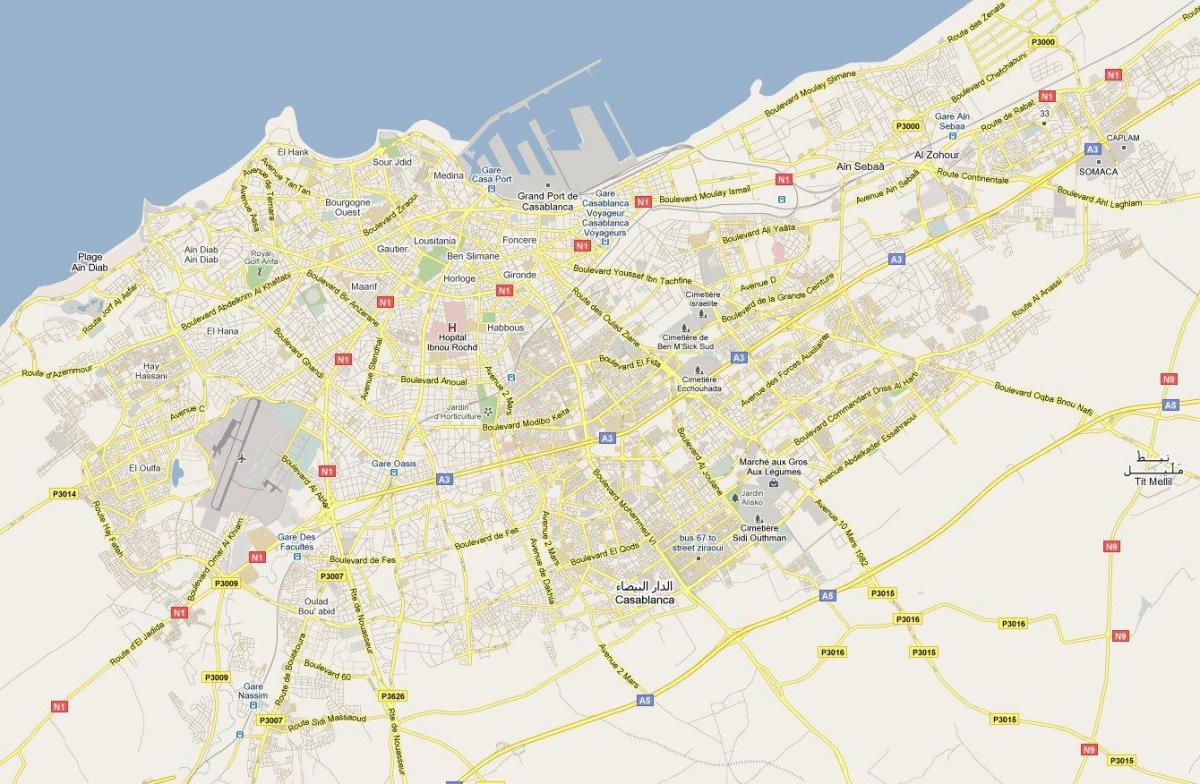 Mapa de carreteras de Casablanca